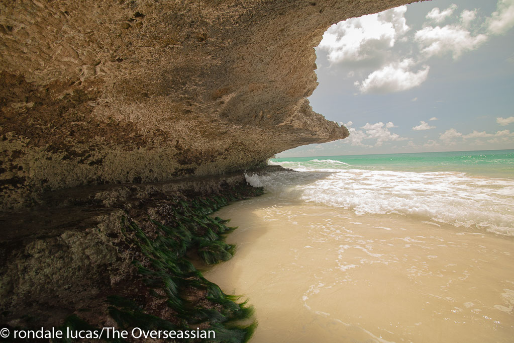 View from under the cliff at Enterprise Beach,Barbados.