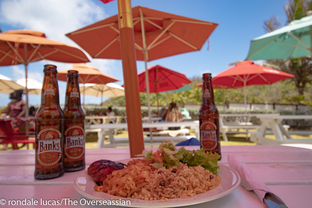 Lunch and cold beers at Bath Beach House St John Barbados.