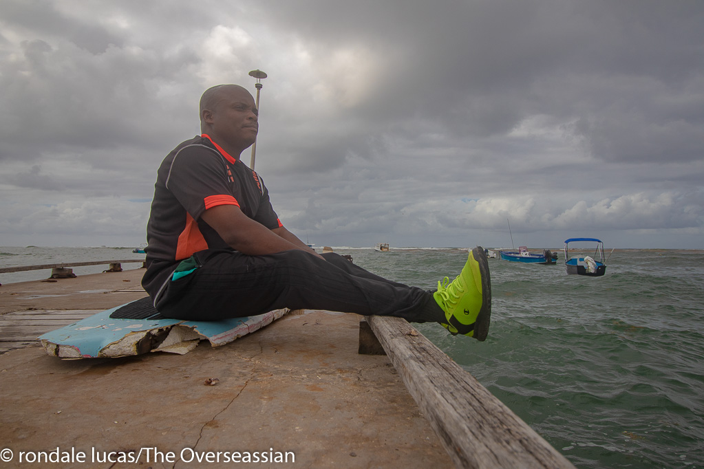 Rondale Lucas resting on the jetty at Consett Bay St John Barbados.